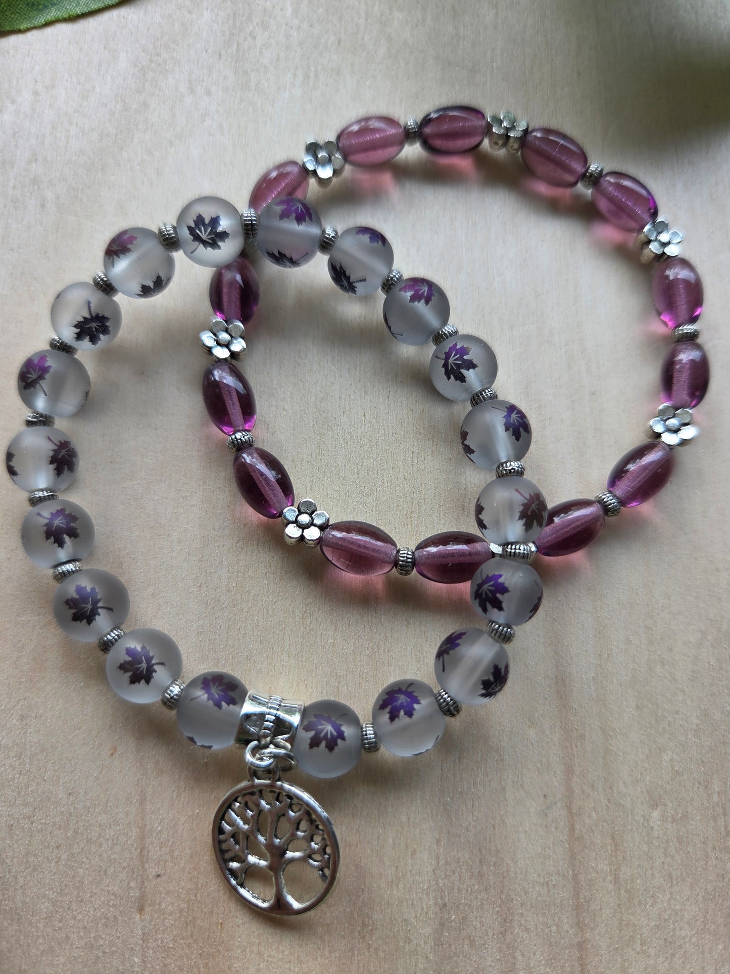 Armbänder Lila mit Lebensbaum AH 3er- Set