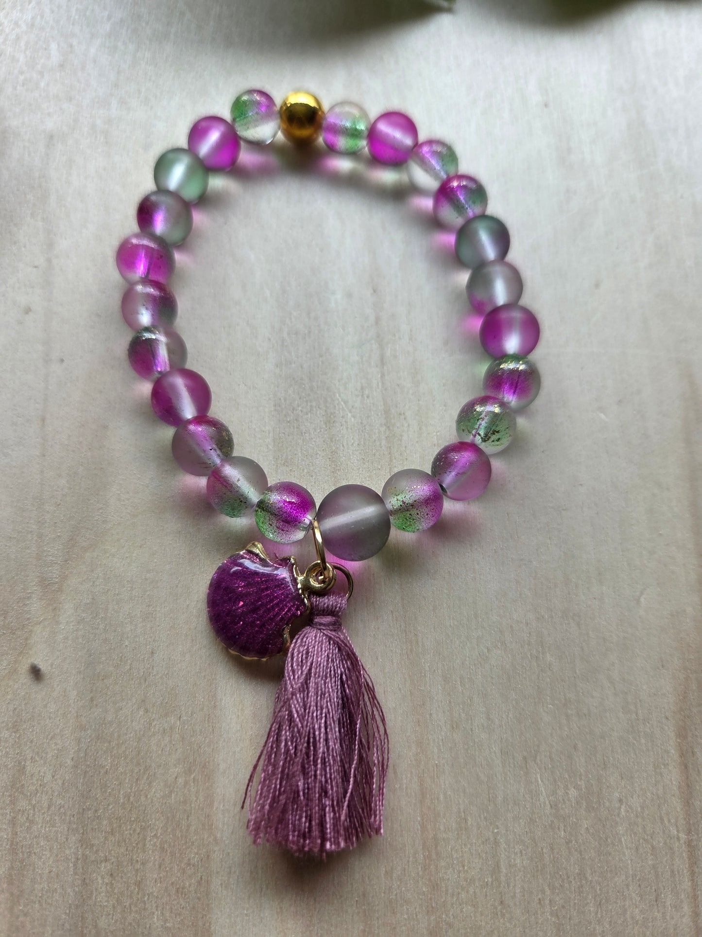 Armbänder Glas 3er- Set Flieder mit Muschel AH