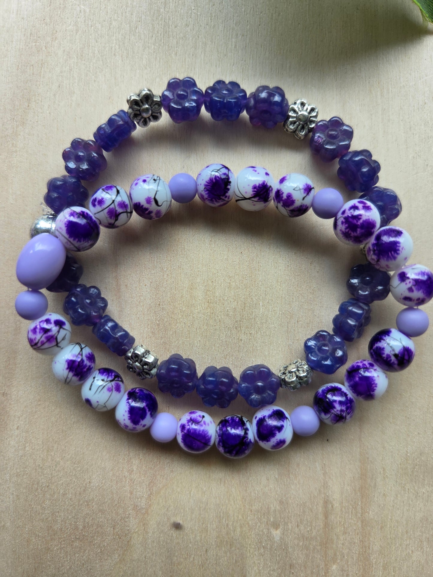 Armbänder Flieder mit Big Schmetterling 3er-Set