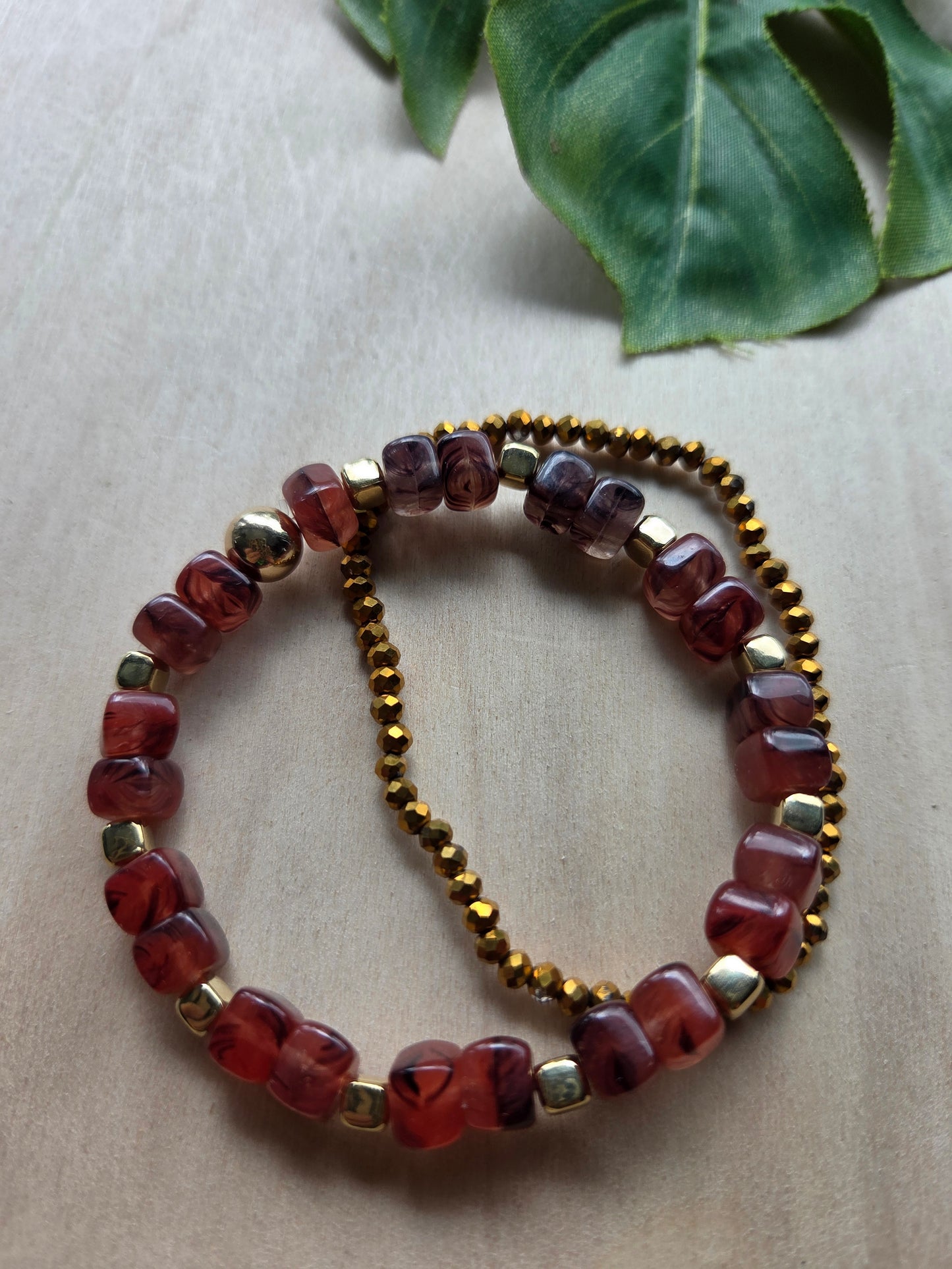 Armbänder mit Leo Kopf braun 4er- Set