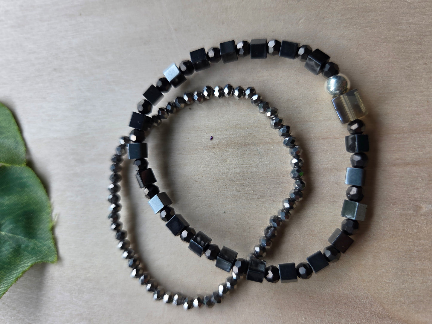 Armbänder Grau Glitzer 3er- Set