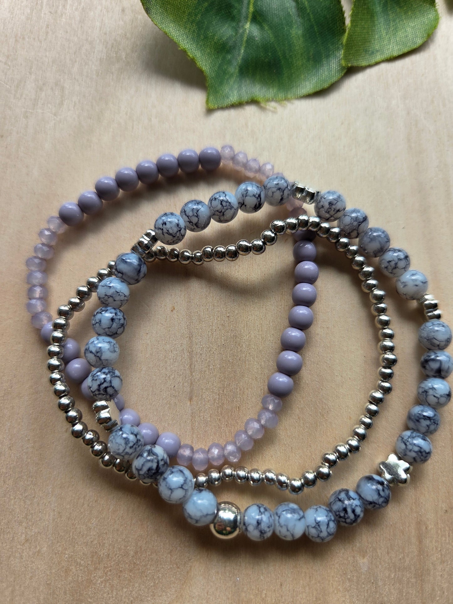 Armbänder Grau Perlen 4er-Set