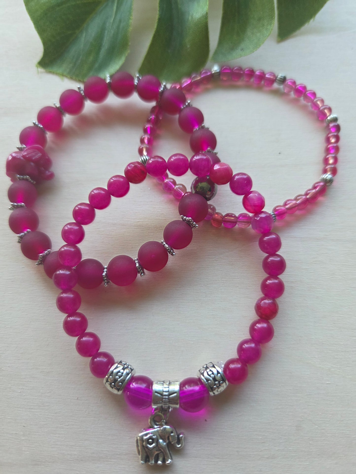 Armbänder mit Elefanten 3er-Set Pink