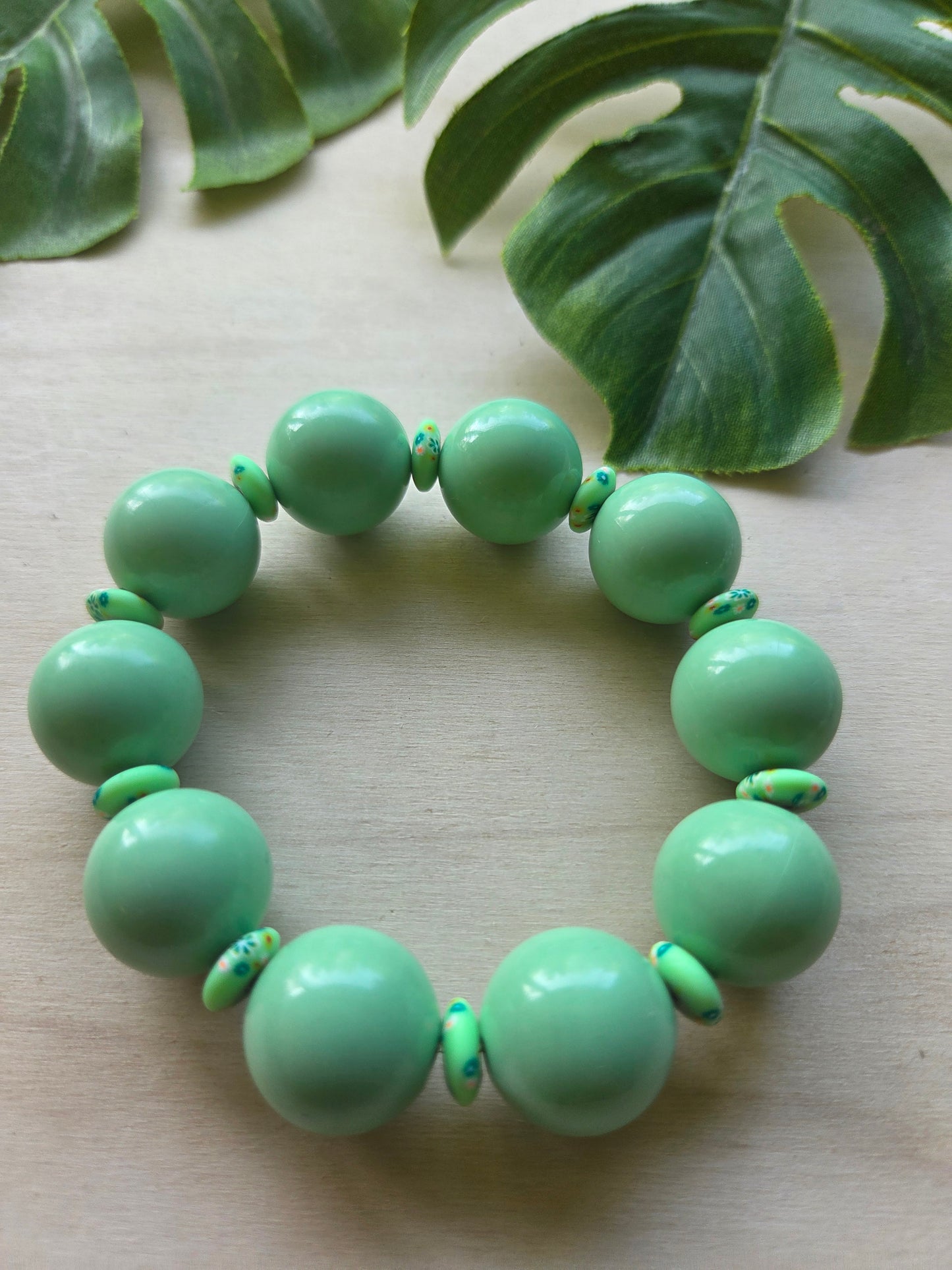 Armbänder hellgrün 1 1x Big Perlen 4er- Set