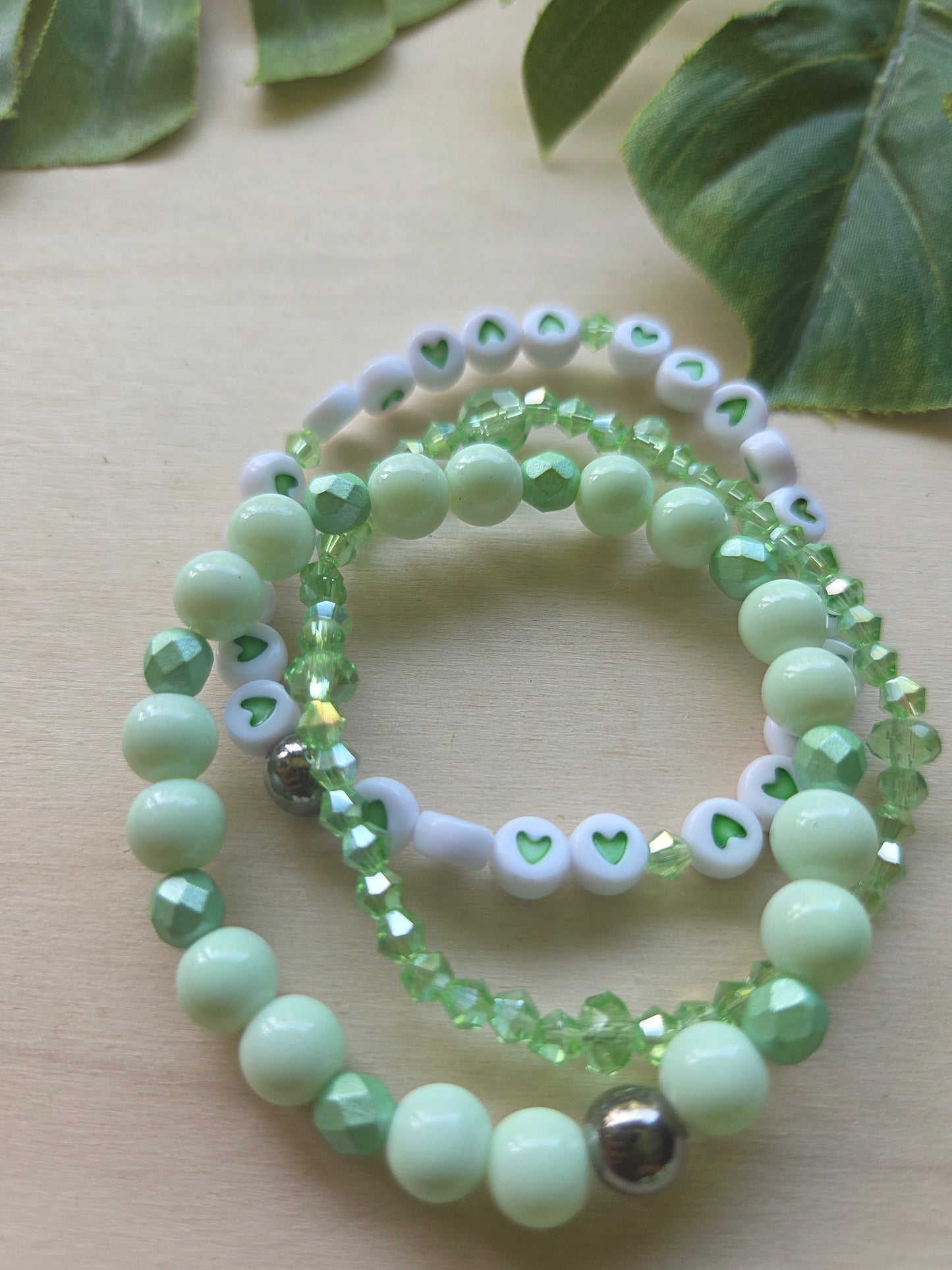 Armbänder hellgrün 1 1x Big Perlen 4er- Set