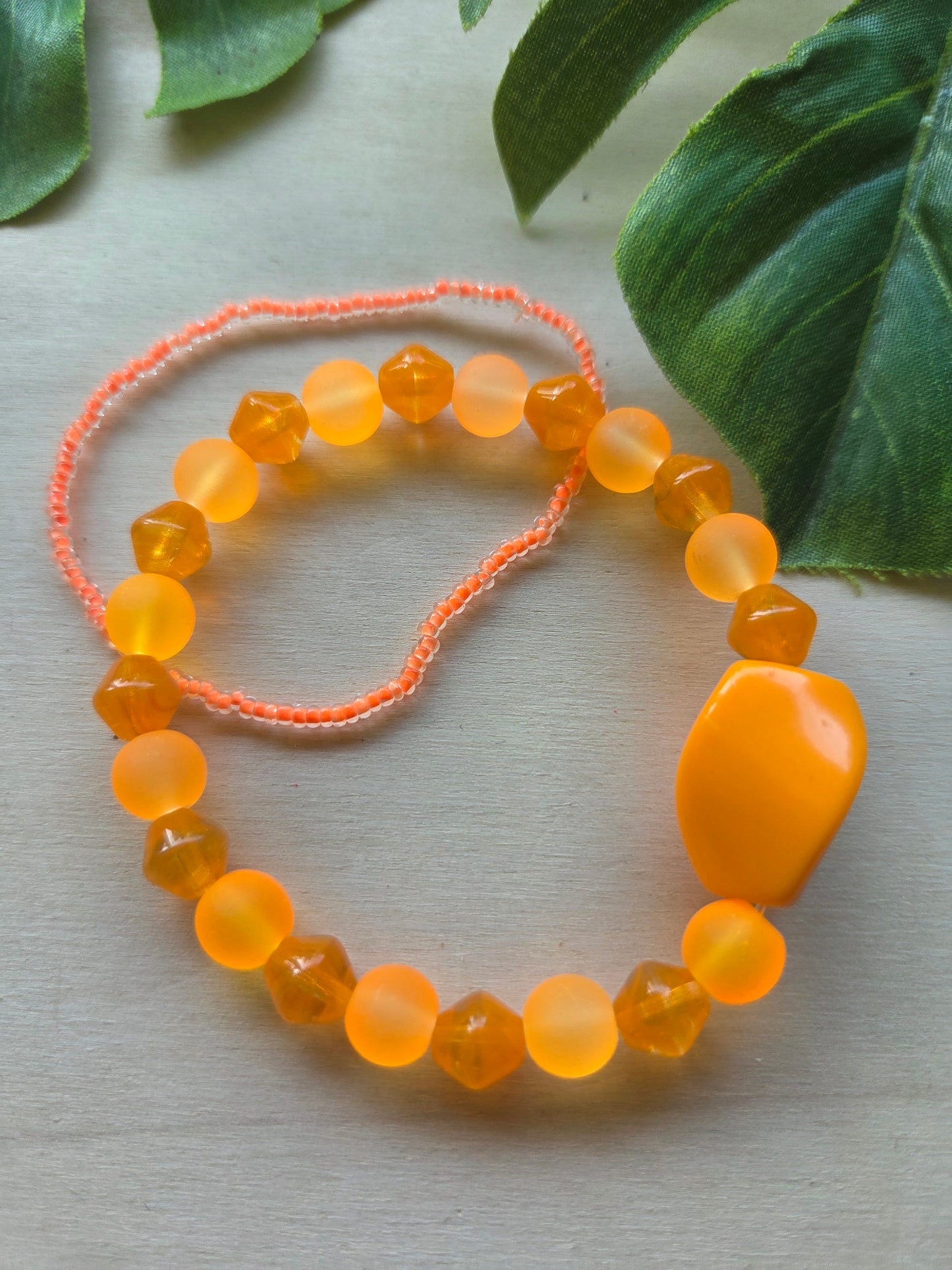 Armbänder Orange Big Perlen /Blumen Perlen 3er-Set