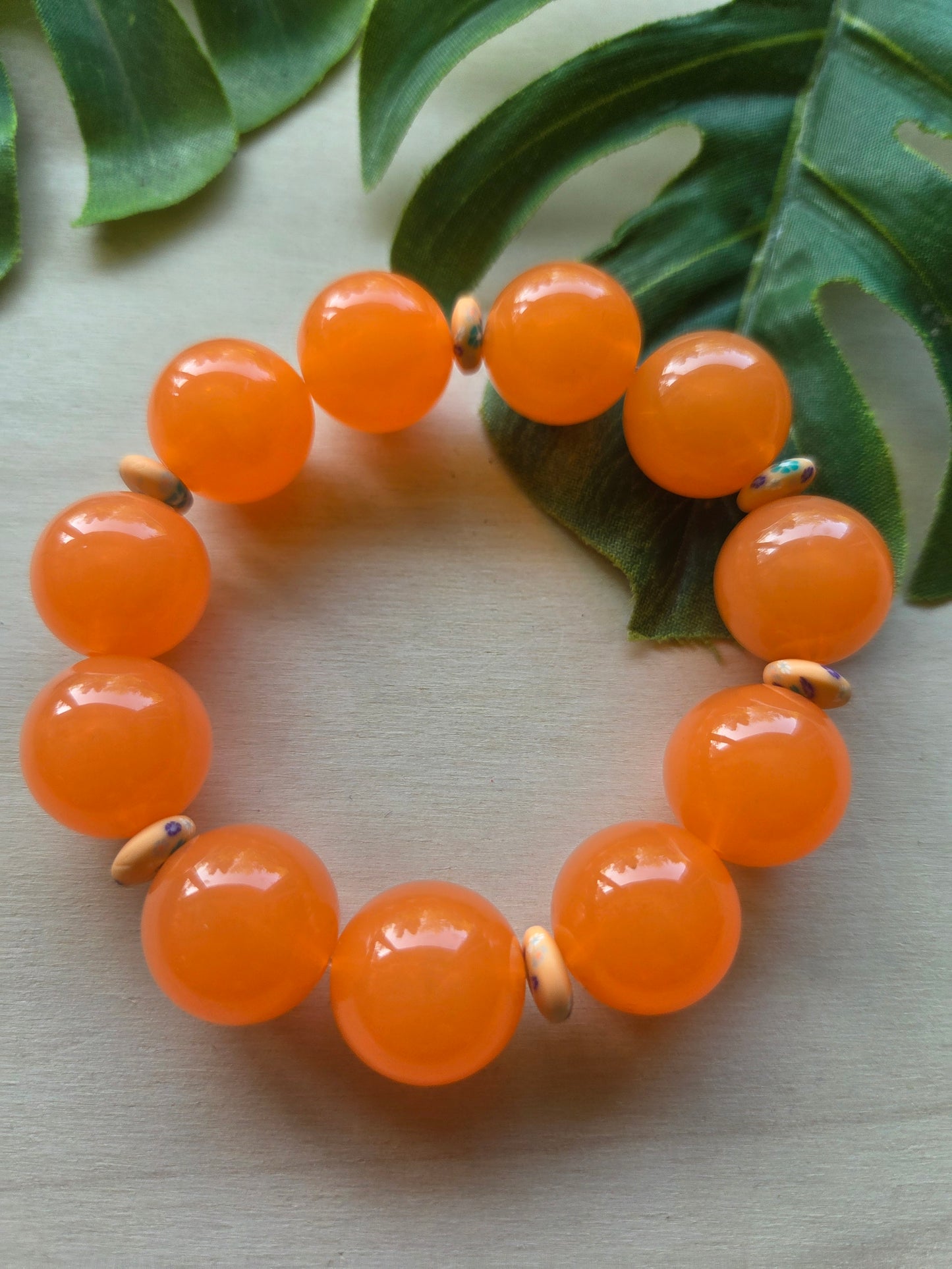 Armbänder Orange Big Perlen /Blumen Perlen 3er-Set