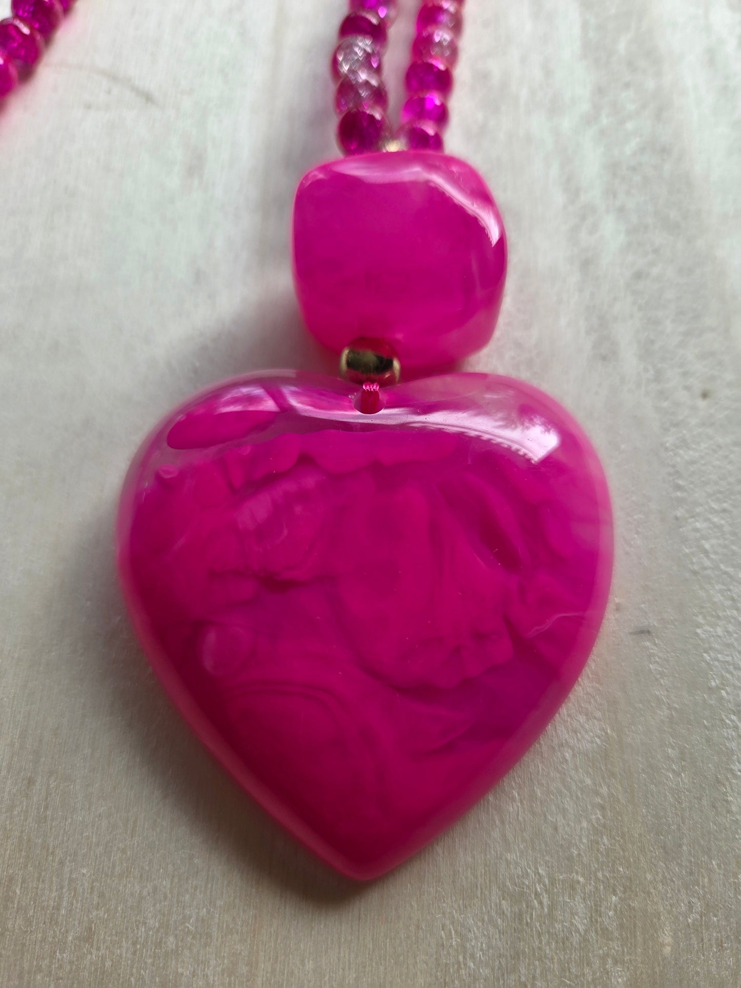 Halskette mit Big Herz Pink