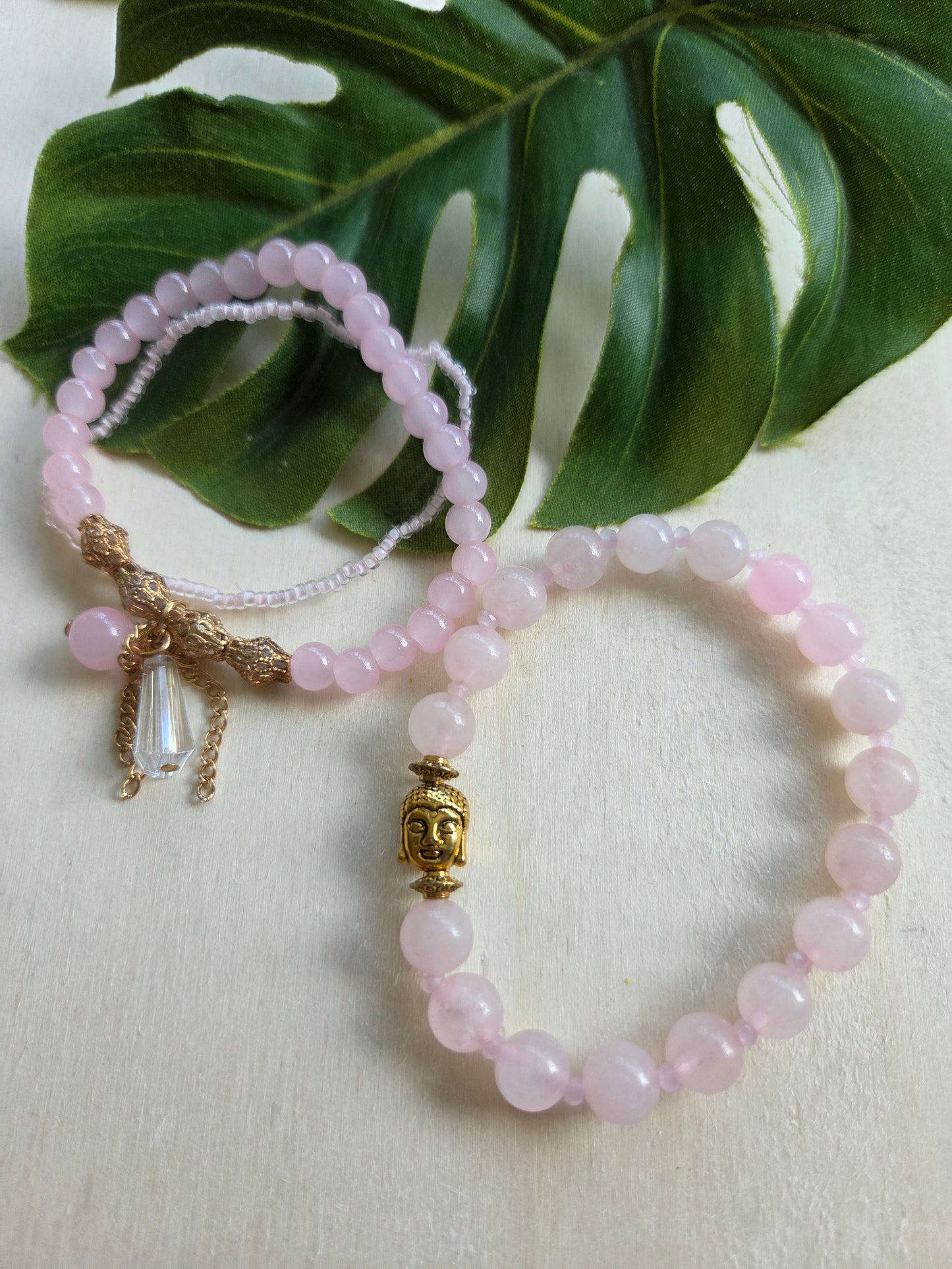 Armbänder Rosa mit Buddha 3er-Set