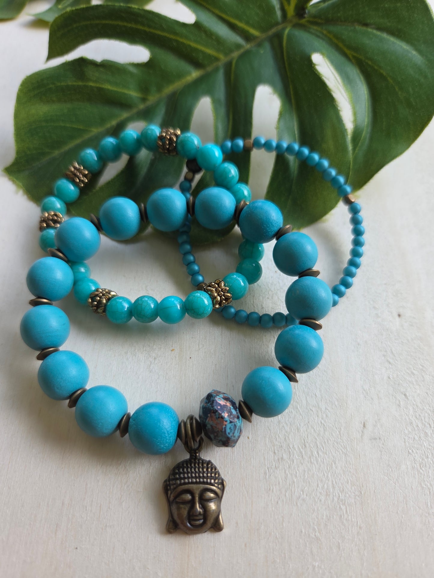 Armbänder Türkis mit AH Buddha 3er- Set