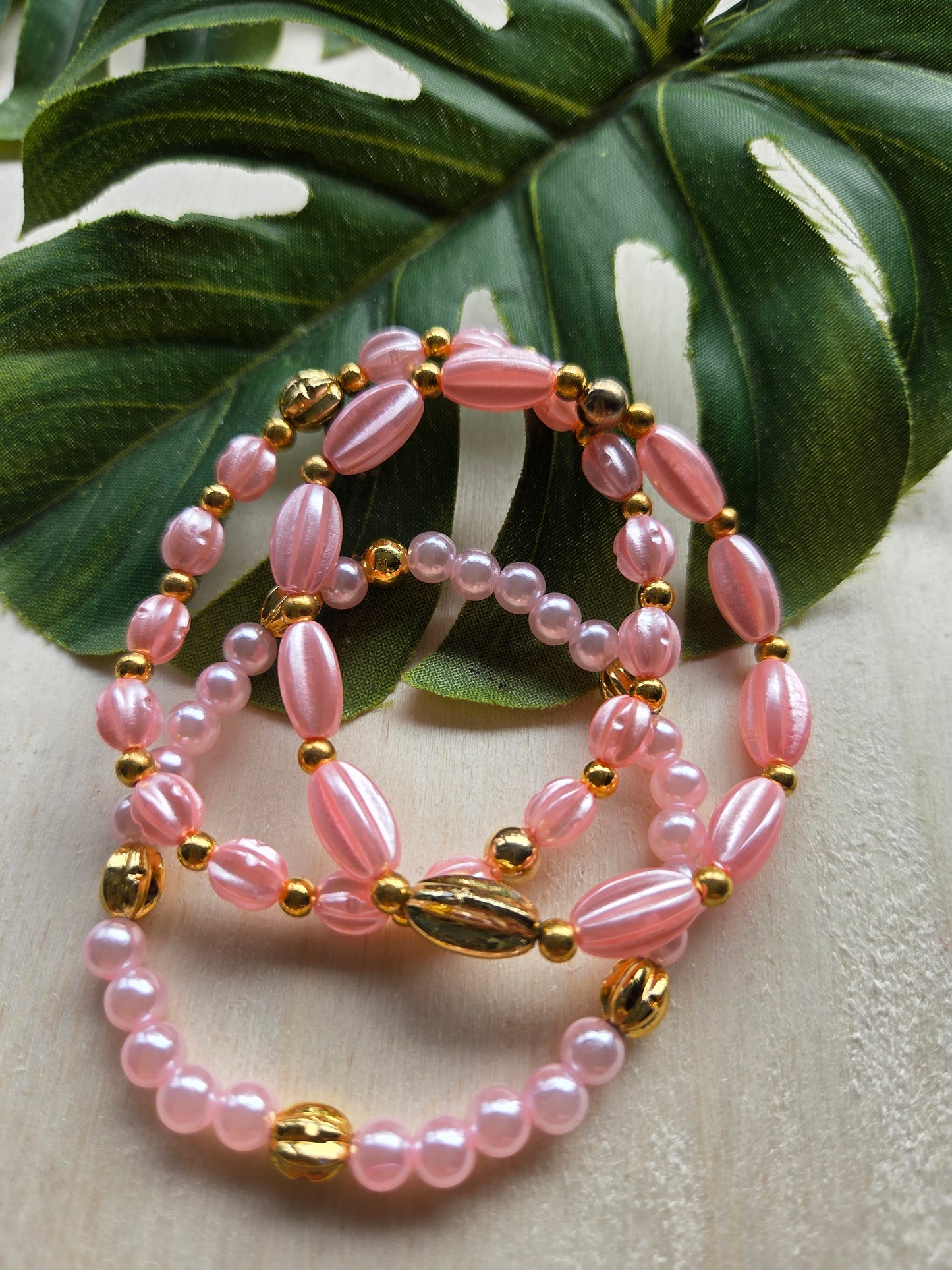 Armbänder Rosa Wachsperlen 3er- Set