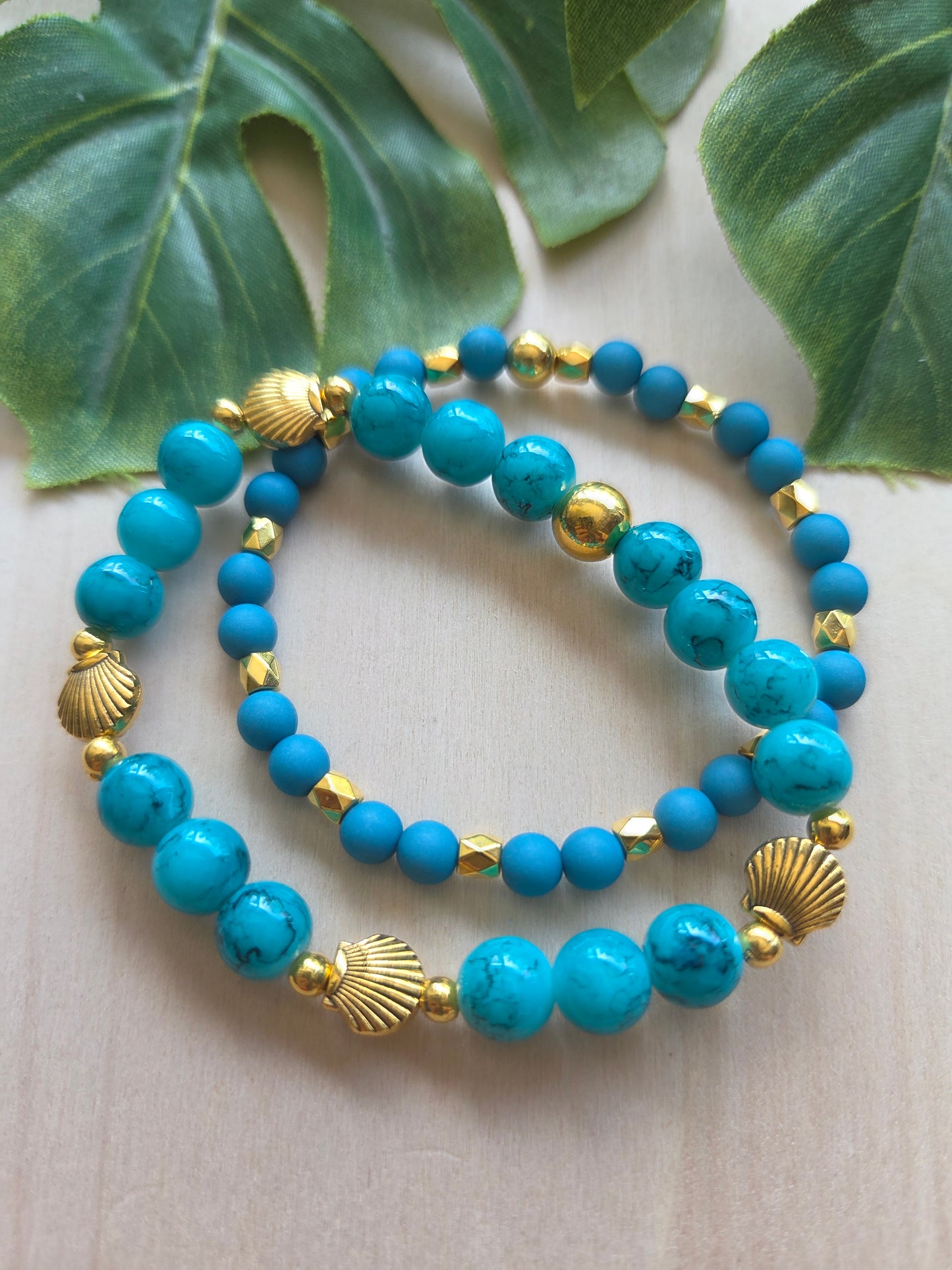 Armbänder  blau mit Fischen 3 er Set