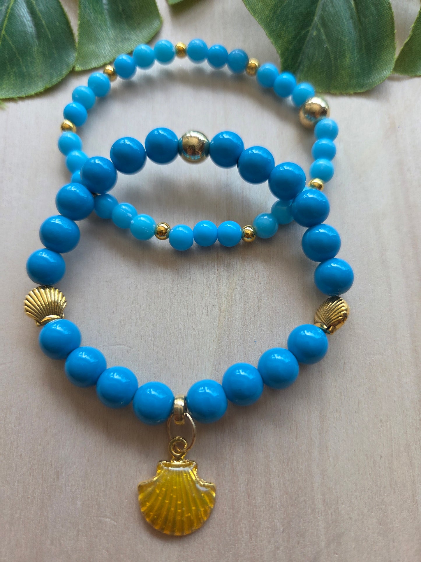 Armbänder Blau Fische und AH Muschel 3 er Set