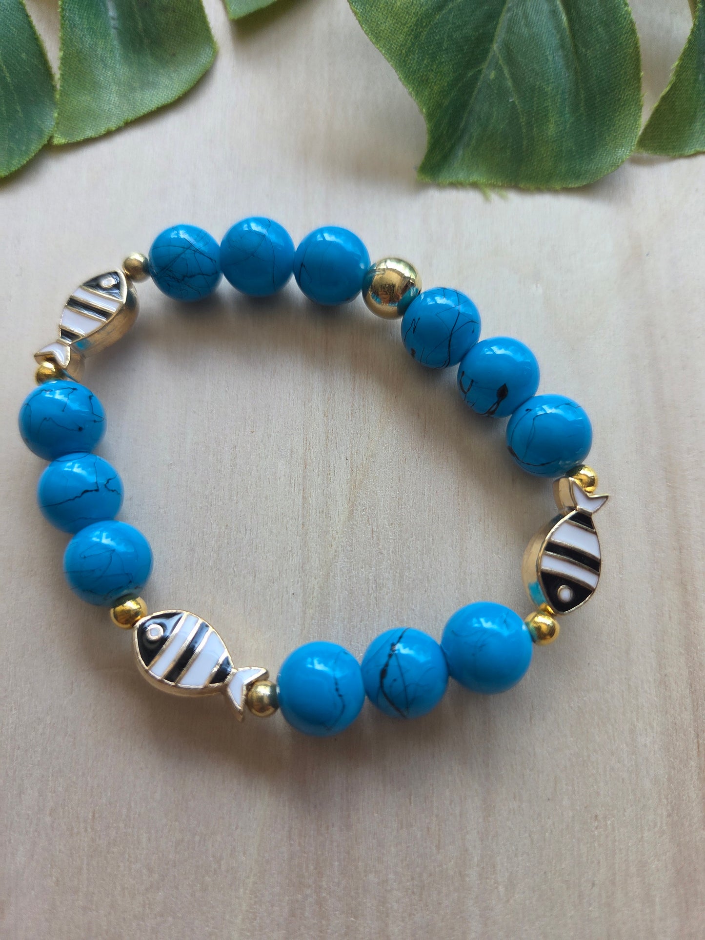 Armbänder Blau Fische und AH Muschel 3 er Set