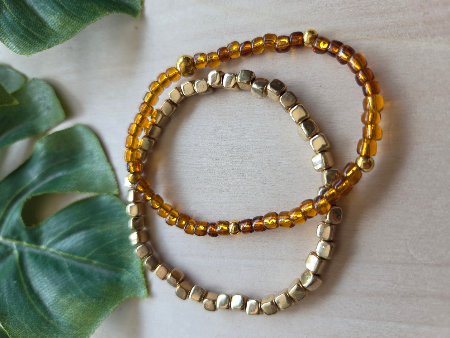 Armbänder Glas Braun 3 er Set
