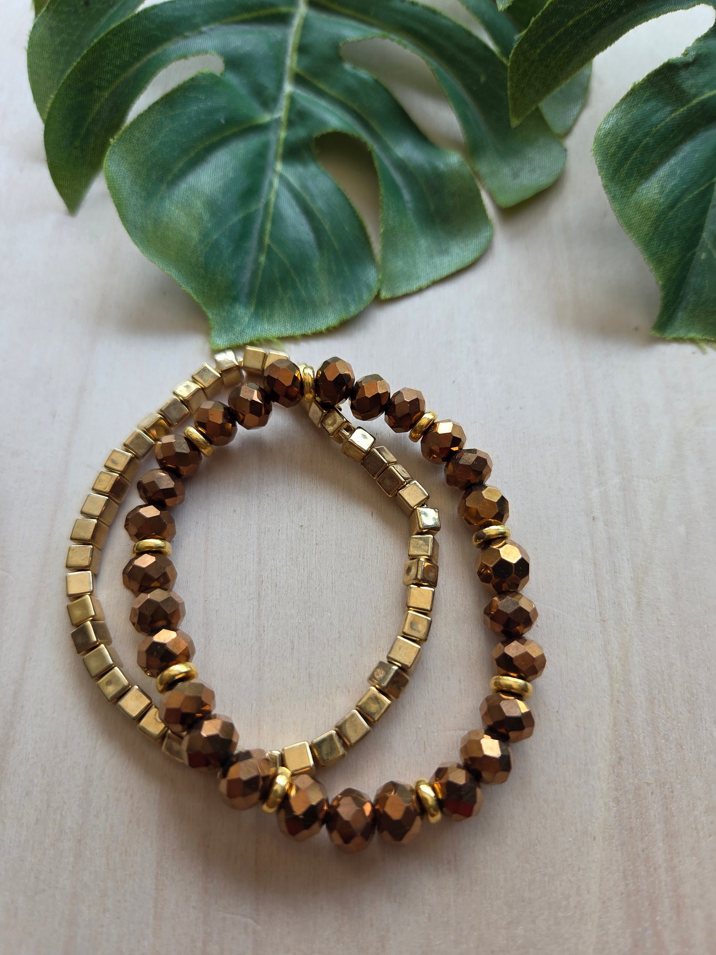 Armbänder Braun Glas 3 er Set