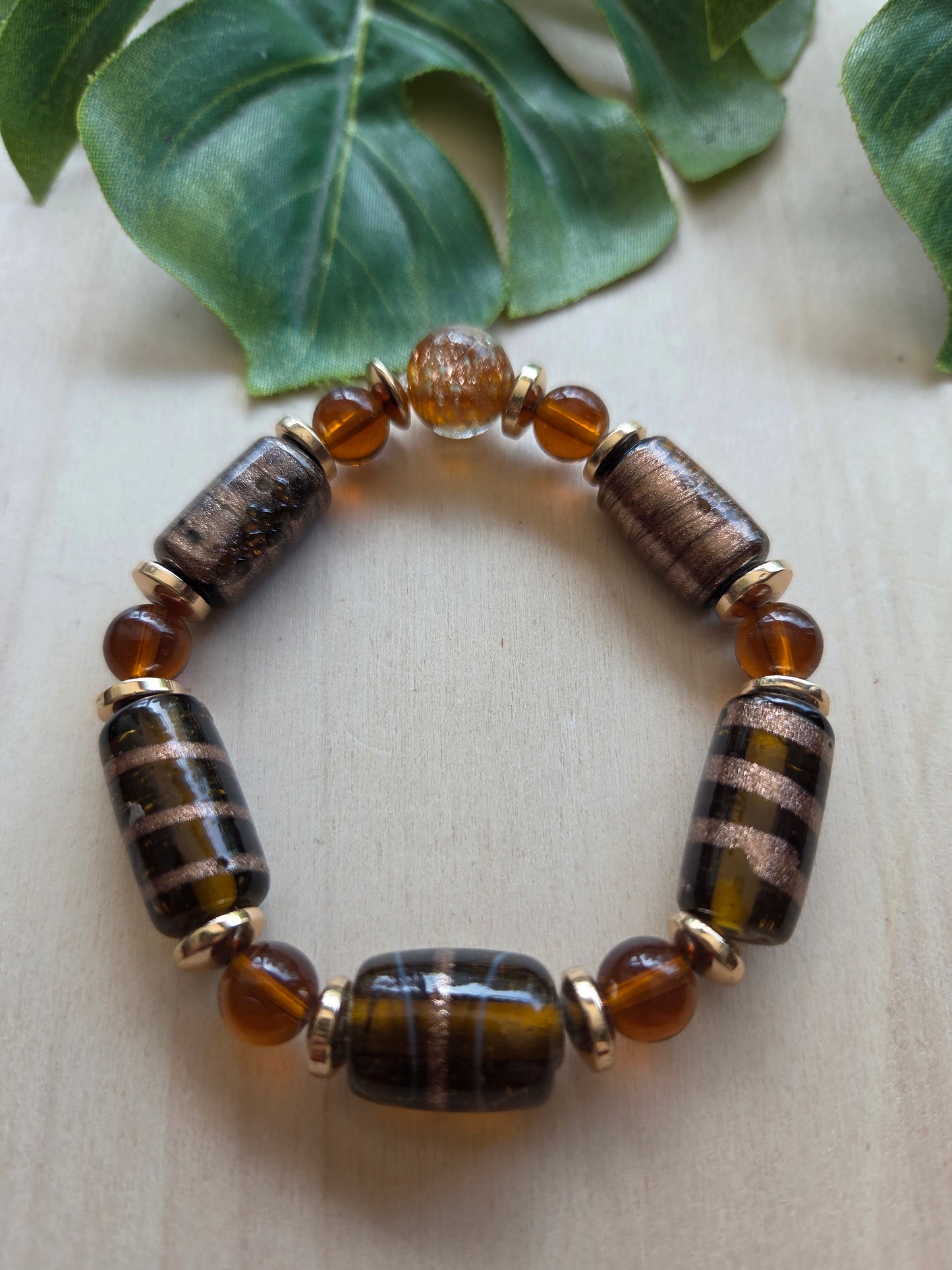 Armbänder Braun Glas 3 er Set