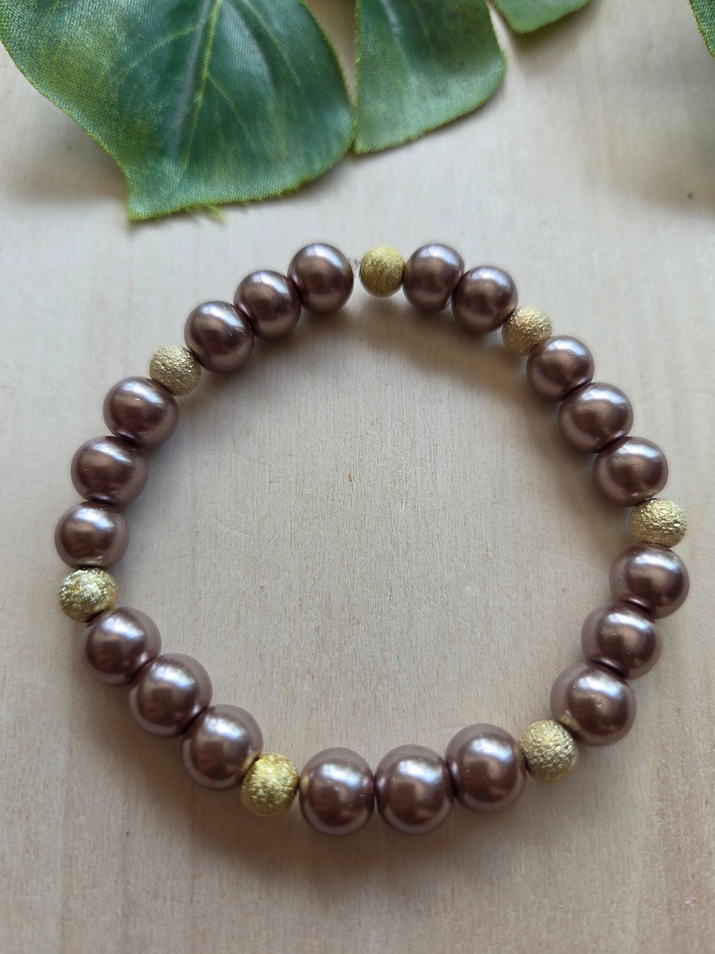 Armbänder Perlmutt/Wachs Perlen braun 4 er Set