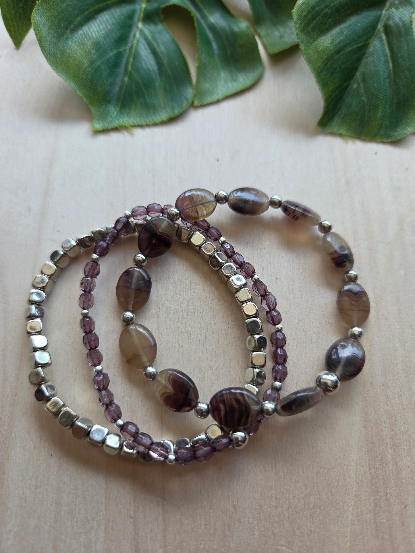Armbänder braun 4 er Set Glas