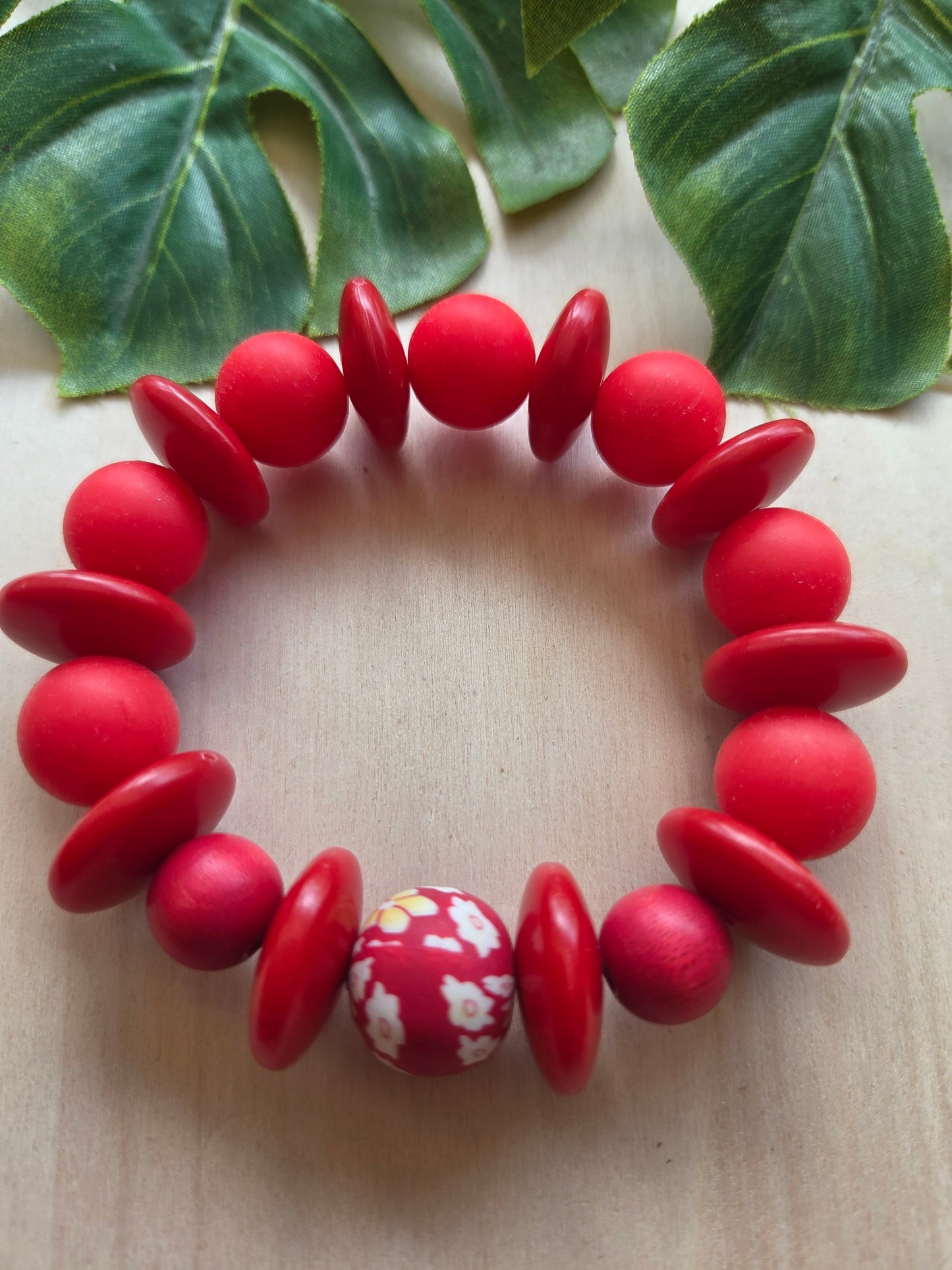 Armbänder Rot 3 er Set Big Perlen