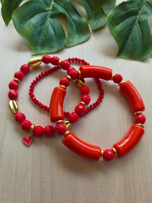 Armbänder Rot  3 er Set