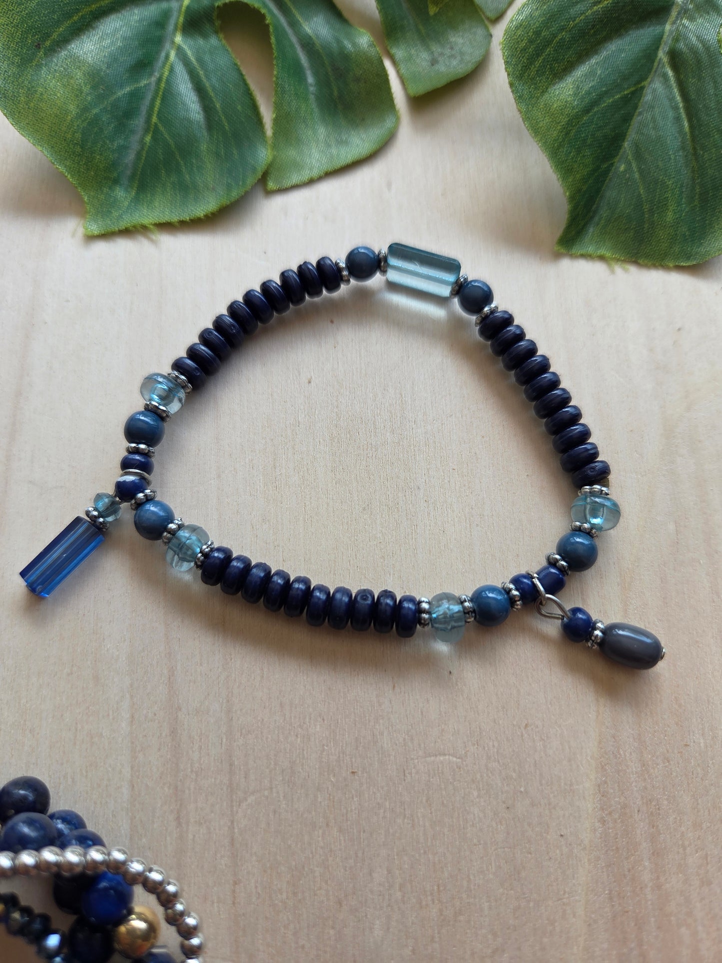 Armbänder blau 5 er Set Perlen