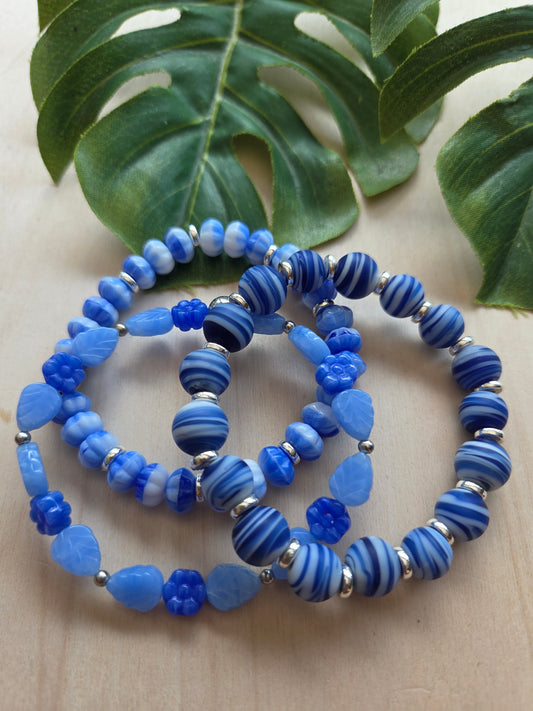 Armbänder blau 3 er Set  Stein