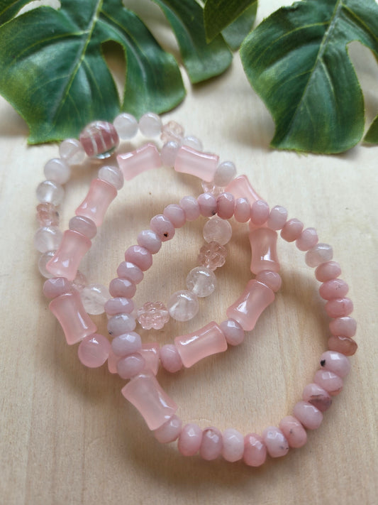 Armbänder Rosenquarz Rosa 3 er Set