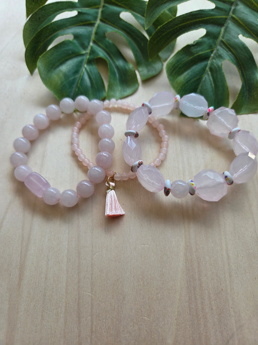 Armbänder Rosa Big Perlen  mit Anhänger