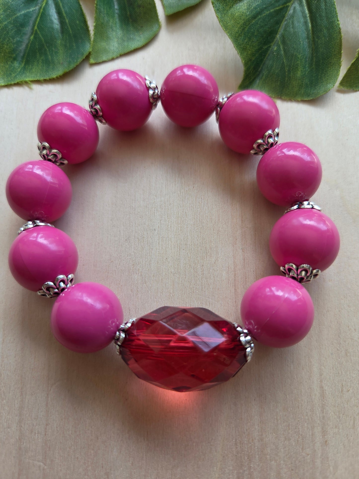 Armbänder Pink Big Perlen 3 er Set