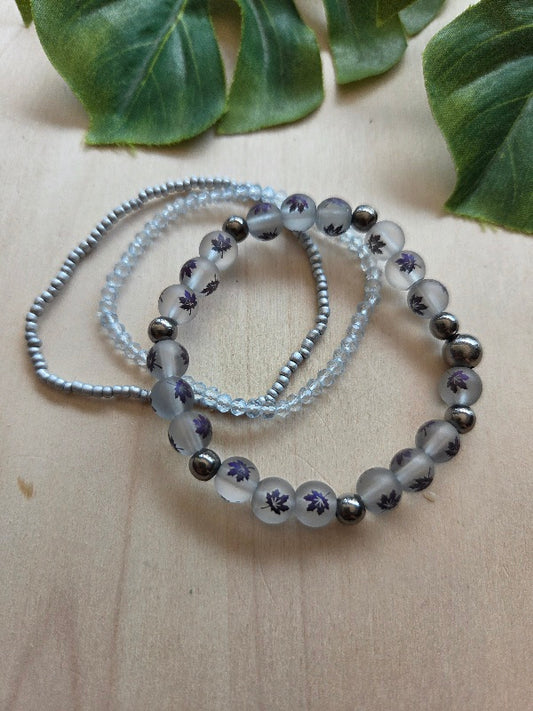 Armbänder grau 4 er Set schöne Perlen