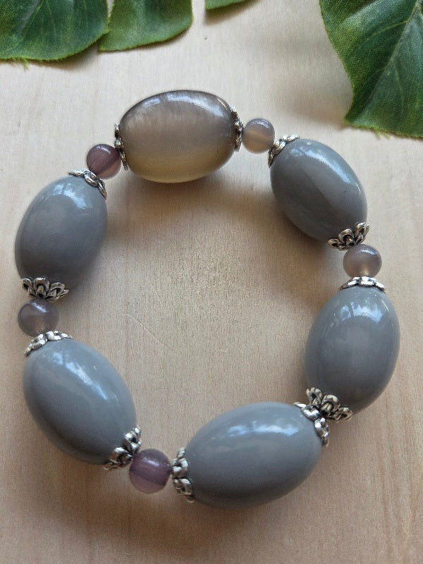Armbänder grau Big Perlen3 er Set