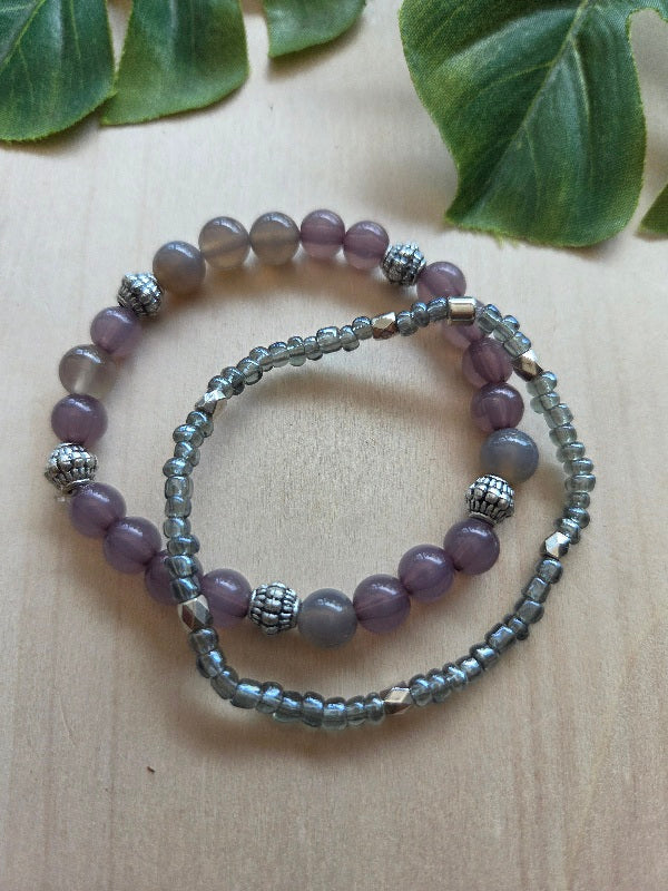 Armbänder grau Big Perlen 3 er Set