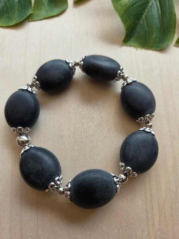 Armbänder grau Big Perlen 3 er Set