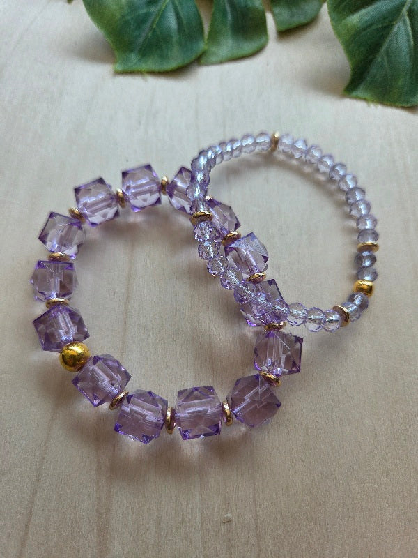 Armbänder Lila Big Perlen  3er Set