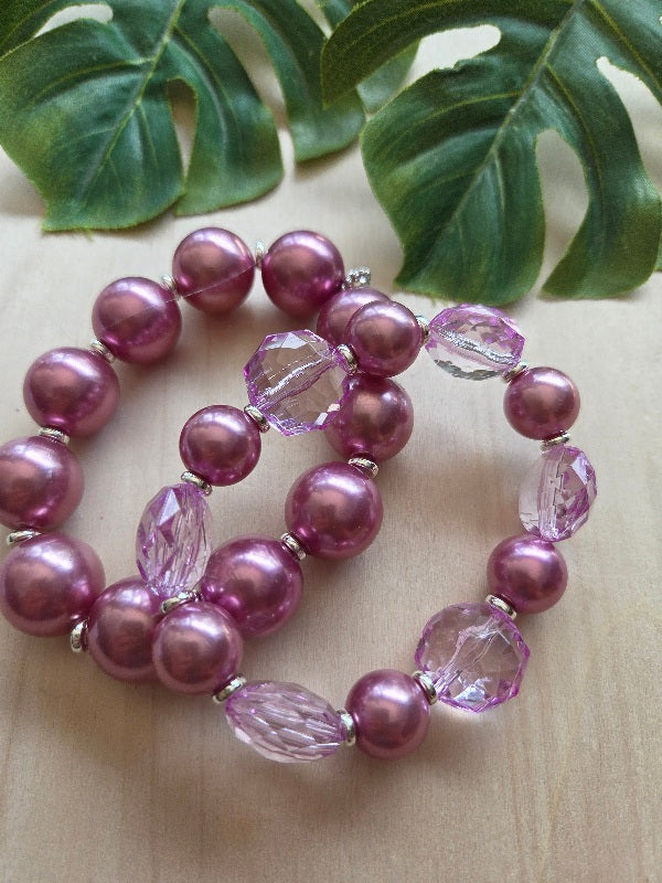Armbänder Lila Große Perlen  2 er Set