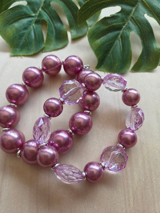 Armbänder Lila Große Perlen  2 er Set