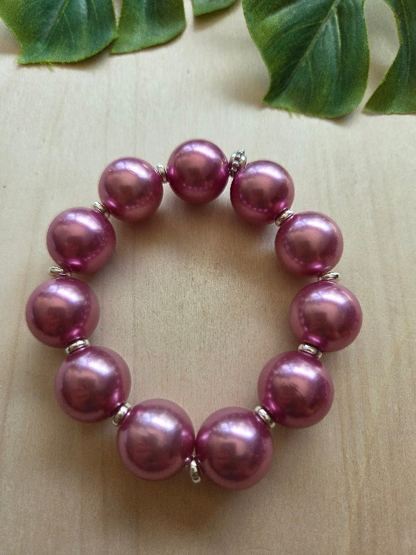 Armbänder Lila Große Perlen  2 er Set