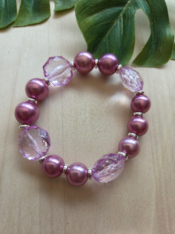 Armbänder Lila 3 er Set Große Perlen