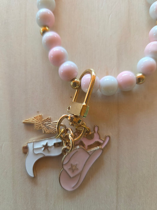 Halskette Rosa mit AH Cowboystiefel und Hut
