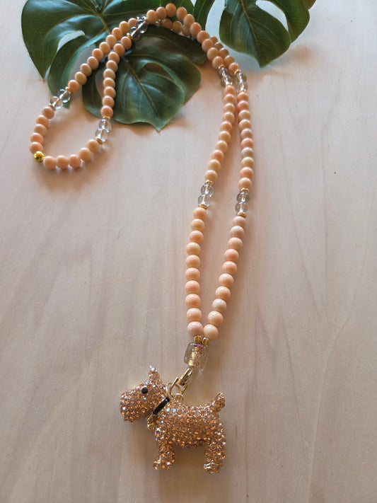 Halskette mit Strass Ah Hund Rose