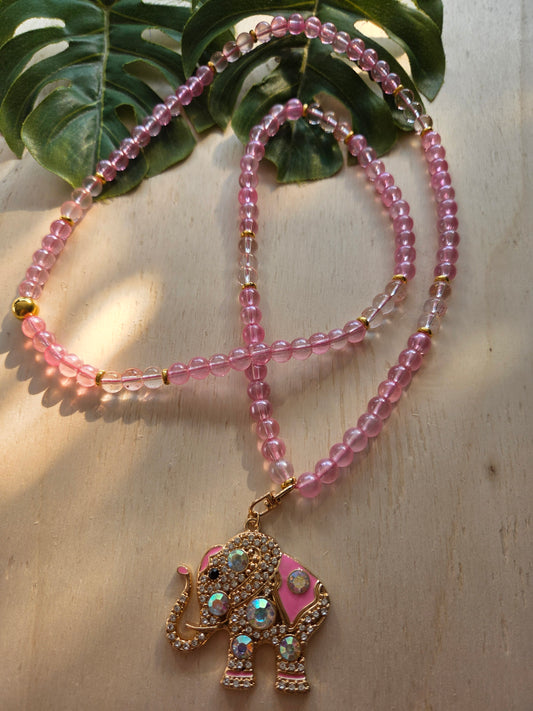Halskette  Rosa mit AH Elefant