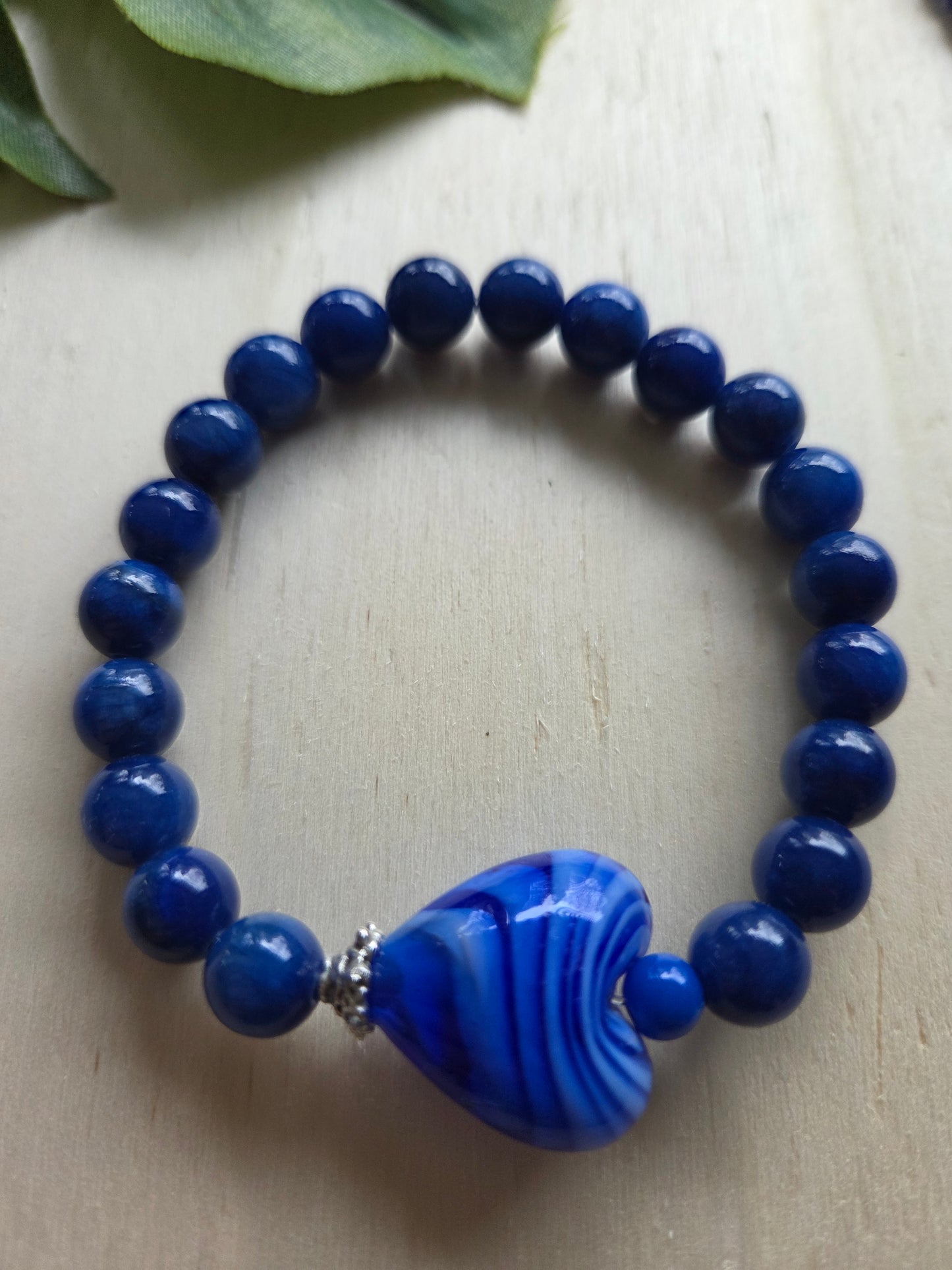 Armbänder 3er Set blau mit Glas Herz blau