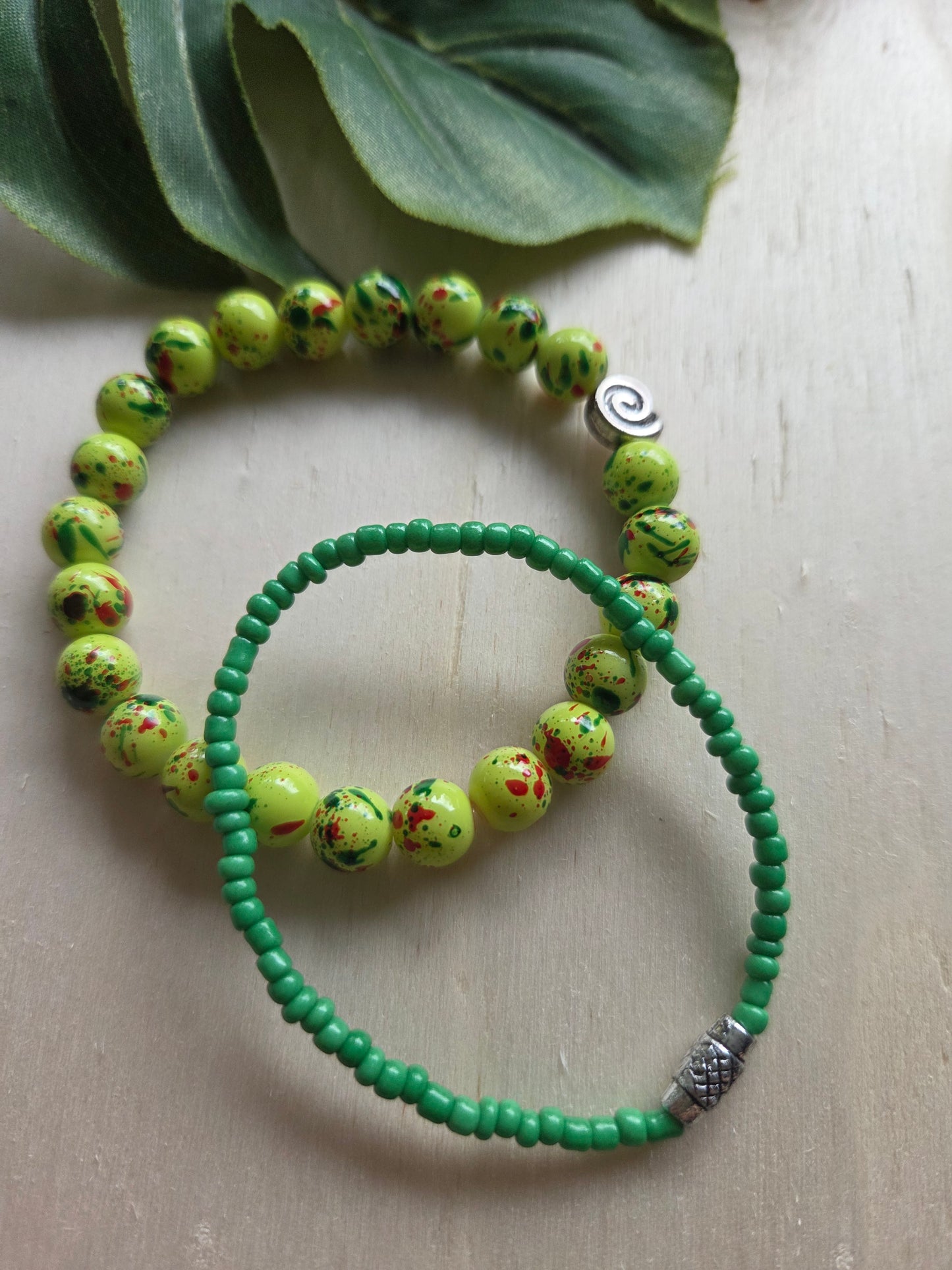 Armbänder 3er Set Perlen grün