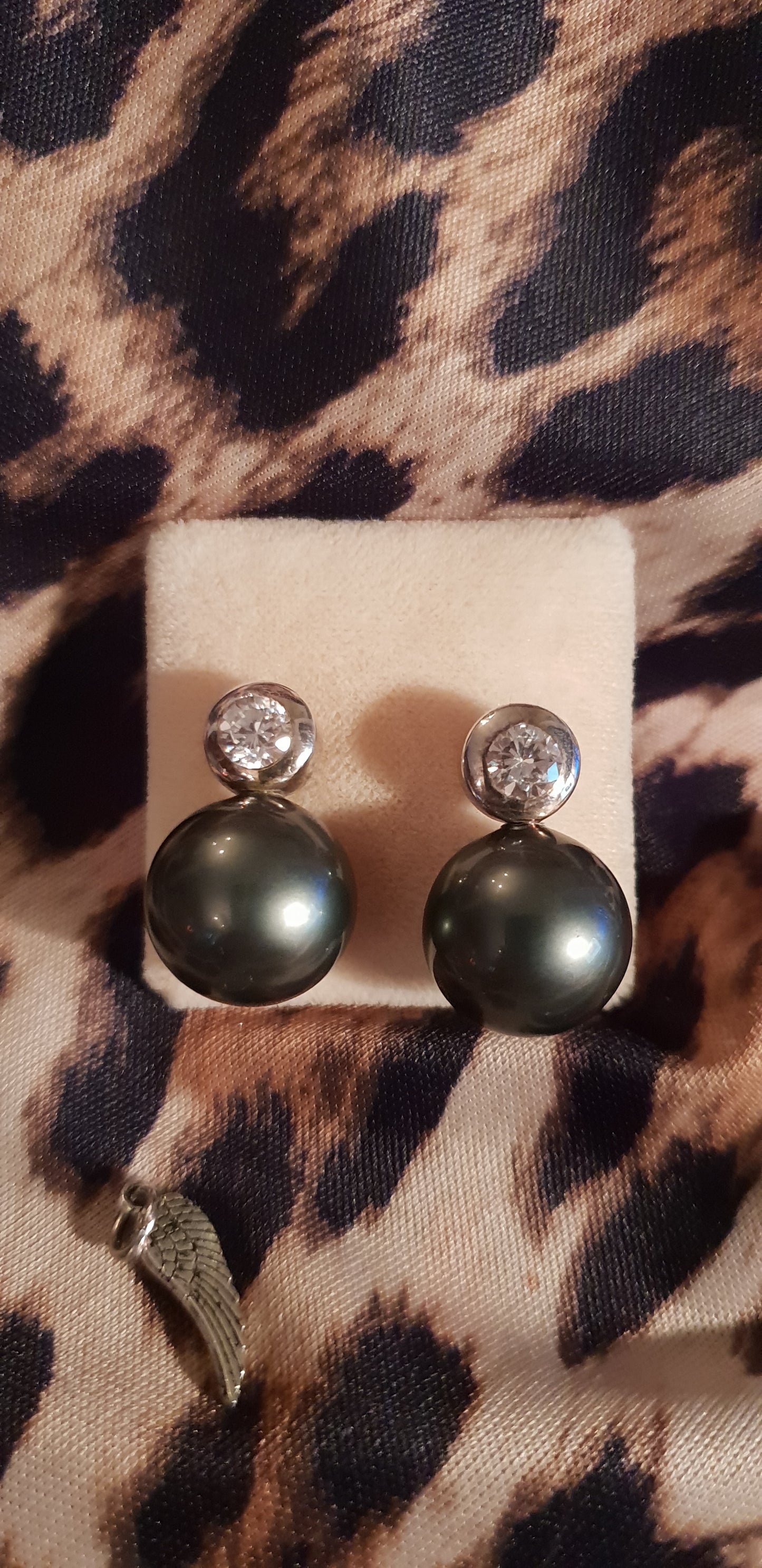 Ohrringe Stecker echte Perlen anthrazit