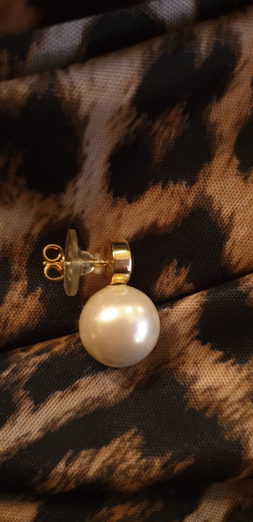 Ohrstecker South China Pearls 14 mm weiß, 985er Sterling Silber