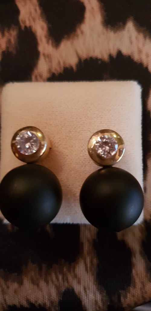 Ohrringe Stecker Onyx schwarz