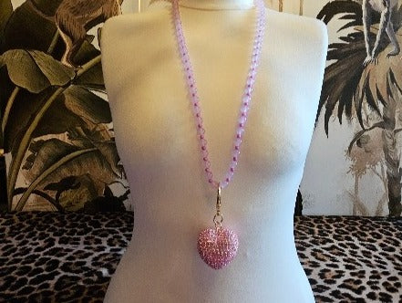 Kette rosa mit Strassherz