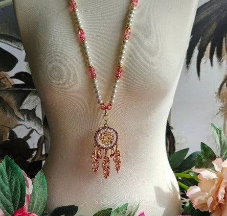 Kette rosa mit Traumfänger Anhänger