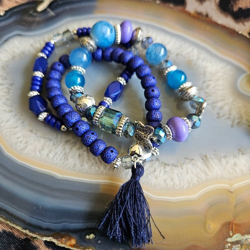 Armband blau 3er-Set Perlen